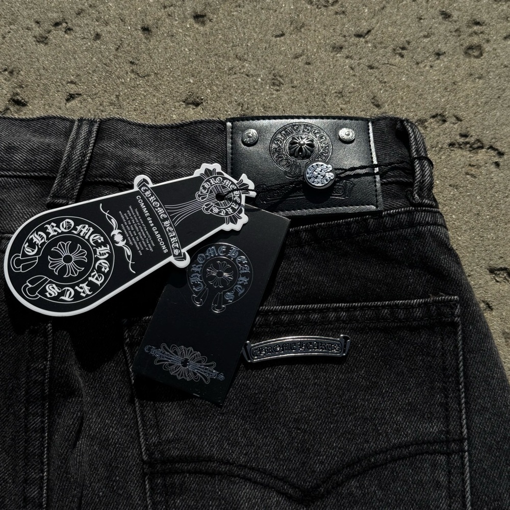 Chrome Hearts Black Denim Jeans with Leather Patch - Picture 3 of 3